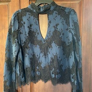 Long sleeved lace accent top